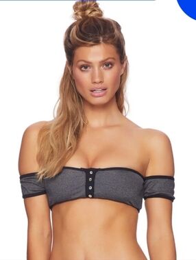 NEW! Beach Bunny Heather Grey Presley Off Shoulder Top Small